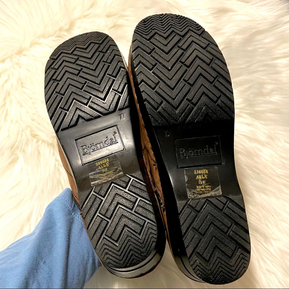 Bjorndals Unisex Brown/Black Leather Top Slip On Clogs Size 10 New with defect. - Picture 7 of 15